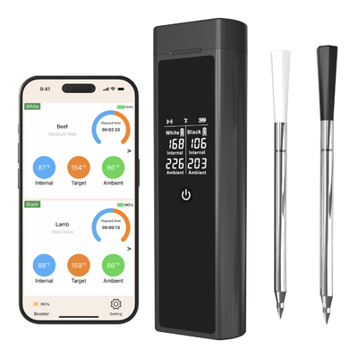 comprar Termômetro de churrasco sem fio de sonda dupla com termômetro de cozimento digital de longa distância para forno de cozinha carne de vaca de peru online manufacture